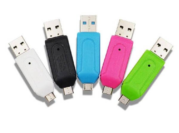 2 in 1 USB Male To Micro USB Dual Slot OTG Adapter With TF/SD Memory Card Reader For Android Samsung