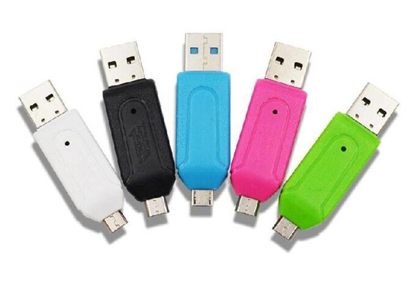 2 in 1 USB Male To Micro USB Dual Slot OTG Adapter With TF/SD Memory Card Reader For Cell phones Samsung