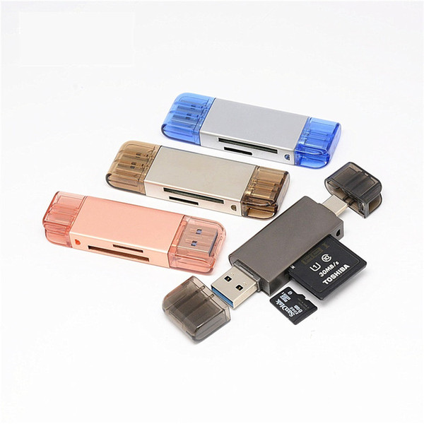 2 In 1 OTG Type-C Card Reader High-speed USB 3.0 to 2 Slot TF SD Type C Card Reader for Smartphone PC