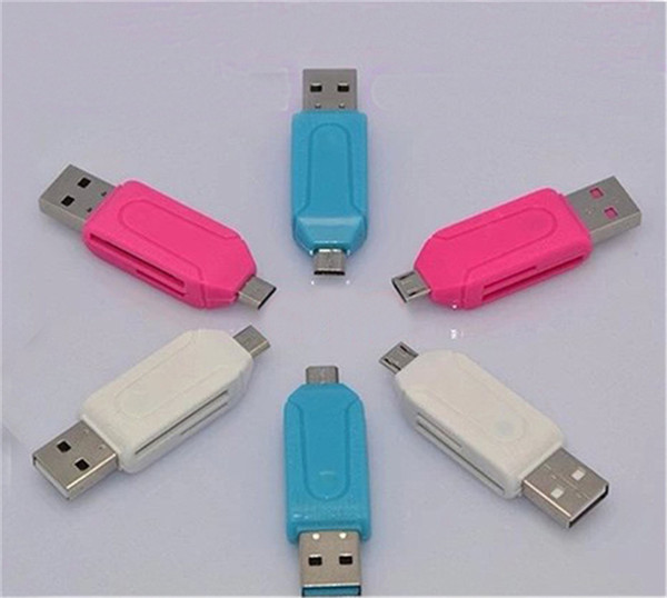 2 in 1 USB Male To Micro USB Dual Slot OTG Adapter With TF/SD Memory Card Reader For Android Smartphone Tablet Samsung