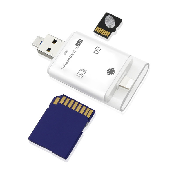 3 in 1 Card Reader Micro USB I6/I7/I8 Flash Drive Adapter High Speed Connector TF Memory Card Reader for PC Computer Phone