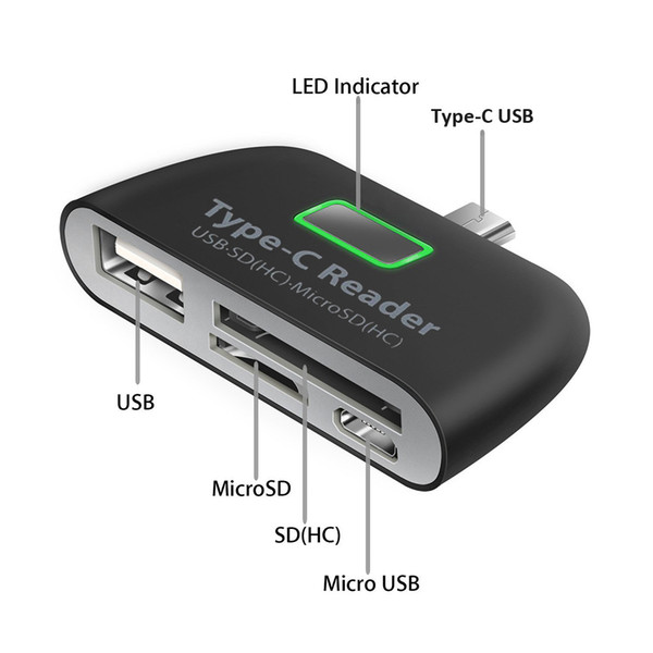 Type-C 3 in 1 Multifunction Memory Card Reader Adapter USB/TF/SD for Macbook Support read SD (HC) /TF memory card