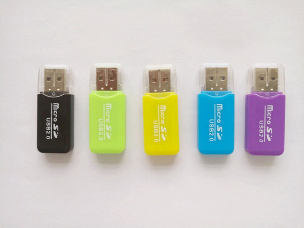 USB 2.0 T-flash memory card reader micro SD card reader Mixed color Free shipping