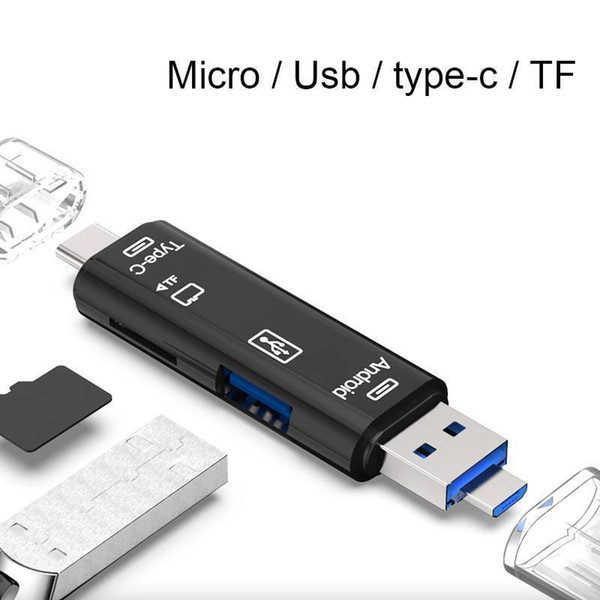 3 in 1 Micro SD USB TF OTG Type C Micro SD Memory Card Reader For Android MacBook PC with pakcage