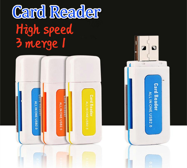 Premium stable high speed 3 merge 1 Card readers TF T-Flash micro secure digital memory card reader nice mini USB2.0 card readeri