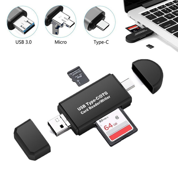 Type C & micro USB & USB 3 In 1 OTG Card Reader High-speed USB 2.0 Universal OTG TF/SD for Android Computer Extension Headers