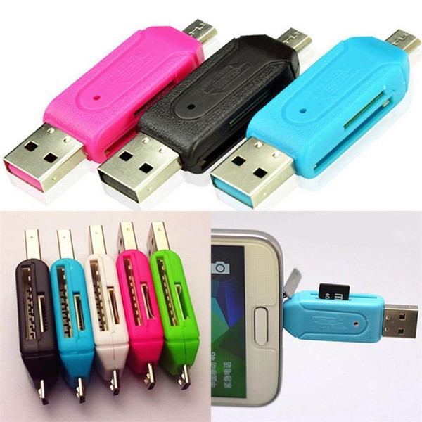 2in1 Multi Micro USB OTG Card Reader Universal USB TF/SD Card Reader Phone Extension Headers Micro SD Card Adapter for Android PC