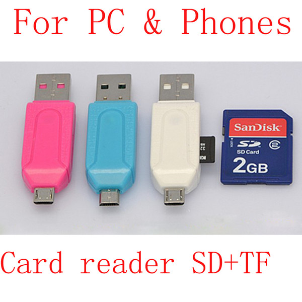 Free DHL Memory Card Reader Micro USB SD Card Reader Micro USB OTG adapter TF SD Card reader for Android Phone