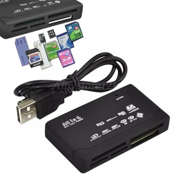 All In One Mini Memory Card Reader USB 2.0 Multi In 1 Universal External SD SDHC Mini Micro M2 MMC XD CF MS Free DHL