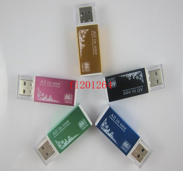 Free Shipping Newest All in one USB Multi Memory Card Reader For Micro SD/TF M2 MMC SDHC MS Memory Stick Worldwide