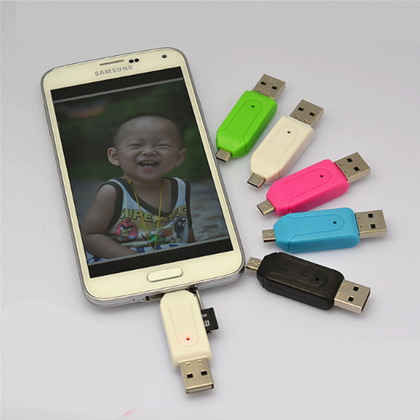 2 in 1 USB Male To Micro USB Dual Slot OTG Adapter With TF SD Memory Card Reader For Android Smartphone