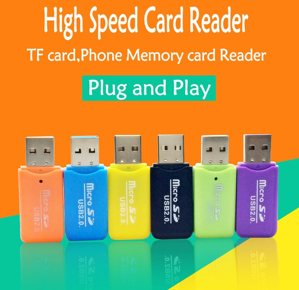 6 Colors Micro SD Card Reader Micro Adapter for PC Computer by USB Interface Sim TF Flash Memory Card Super High Speed Cheap Phone Reader