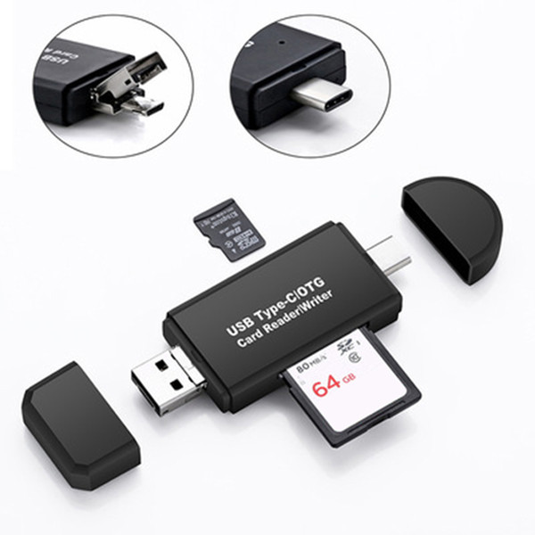 Multifunctional Type C & micro USB & USB 3 In 1 OTG Card Reader High-speed USB2.0 Universal Type-C Card Reader For Android Smartphone PC