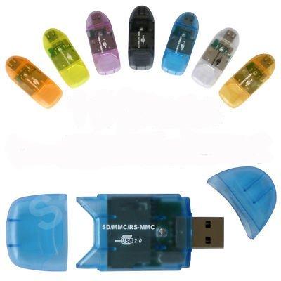 Free Shipping 1000pcs/lot USB 2.0 All in 1 TF Memory SD MMC Memory Card Reader Colorful