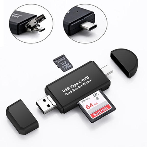 Type C & micro USB & USB 3 In 1 OTG Card Reader High-speed USB3.0 Universal OTG TF/SD for Android Computer Extension Headers