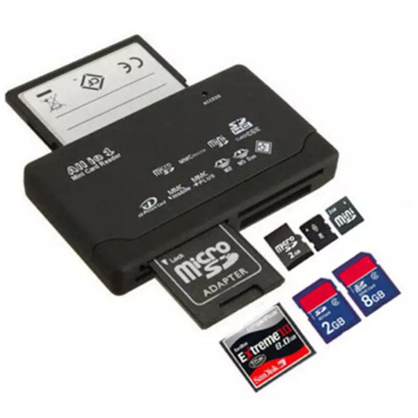 High Quality All in One Memory Card Reader USB External SD SDHC Mini Micro M2 MMC XD CF Black White Free DHL