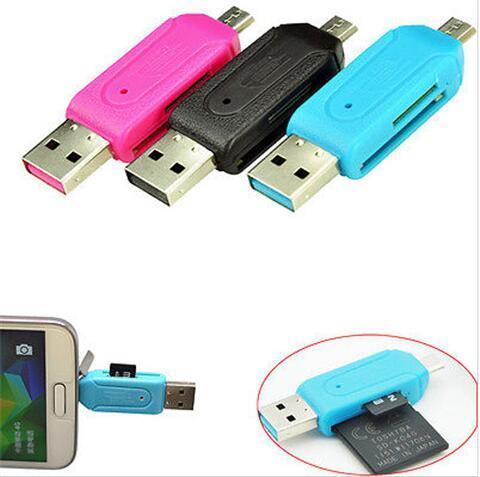 Universal Card Reader Mobile phone PC card reader Micro USB OTG Card Reader OTG TF / SD flash memory Wholesale