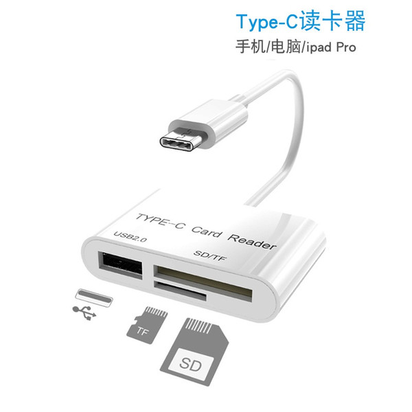 3 in 1 USB Card Reader Adapter Type C Cable SD Micro SD TF Camera Connection for Macbook Pro Type-C Port