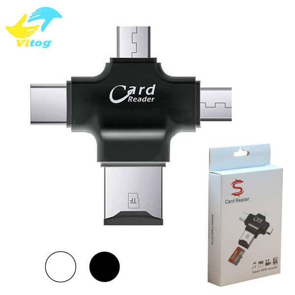 4 in 1 Card Reader Type C Micro usb adapter Micro SD Card Reader for iP5 Smart OTG Card Reader