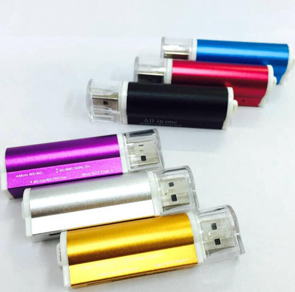 Lighter Shaped All In One USB 2.0 Multi Memory Card Reader for Micro SD/TF M2 MMC SDHC MS Free Shipping