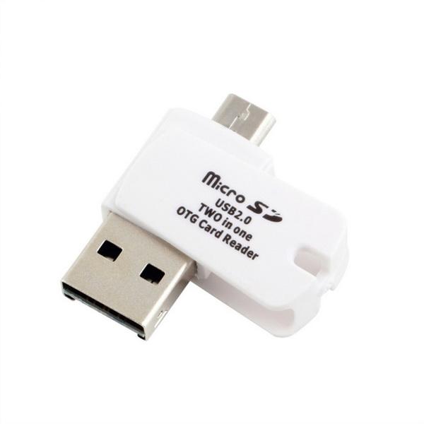 500 pieces 2 in 1 Micro SD TF OTG Meomory Card Reader Micro USB 2.0 Card Reader for PC and Phone Worldwide Store