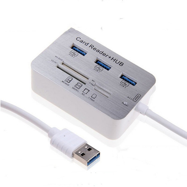 USB3.0 SD TF MSDuo M2 card reader Hub aluminium alloy high speed card reader hub shipping free