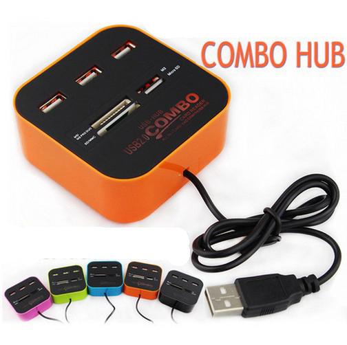 Multi Cards All-In-One COMBO 3 Ports USB 2.0 Hub Card Reader Adapter for SD NMC M2 Micro SD MS DHL Free OTH225