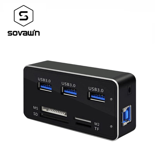 Multi 7 In 1 USB 3.0 Card Reader Front Panel 3 USB Ports SD MS M2 TF External Adaptor Combo Cardreader High Speed / High Quality