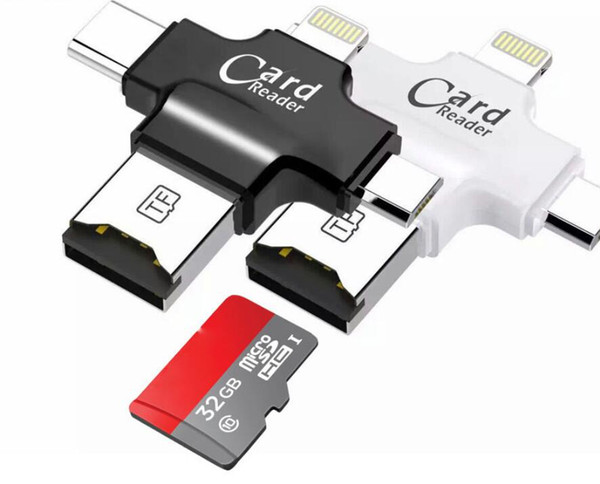 4 in 1 Micro USB Type C IOS iPhone Android Samsung Phones Type-C Computer OTG TF Exter Memory Card Reader