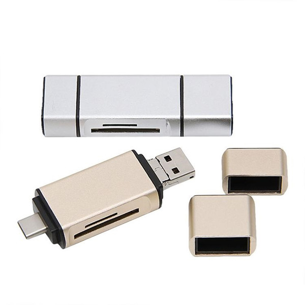 Memory Card Reader SD/Micro SD Card Reader OTG Type C Card Reader USB OTG to USB 2.0 Adapter USB Type C Male Connector for PC Tablets