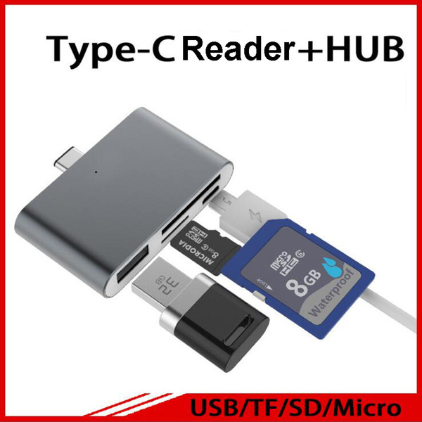 USB3.1 Type-C To USB2.0 Smart Reader Multifunction 4-in-1 USB OTG/TF/SD Card Reader Adapter For all Type C device Mackbook