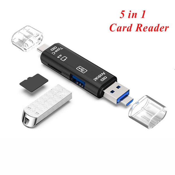 5 in 1 USB 3.0 Type C / USB / Micro USB SD TF Memory Card Reader OTG Adapter With Retail Box