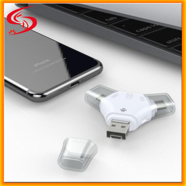 4 in 1 iFlash Drive HD USB 3.0 Micro SD SDHC TF OTG Card Reader for iPhone 5s 6 6s plus ipad ios Device for All Android Cellphone