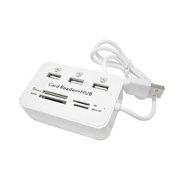 Wholesale- All In One USB 2.0 Hub 3 Ports With USB Card Reader Hub 2.0 480Mbps Combo For MS/M2/SD/MMC/TF For PC Laptop QJY99