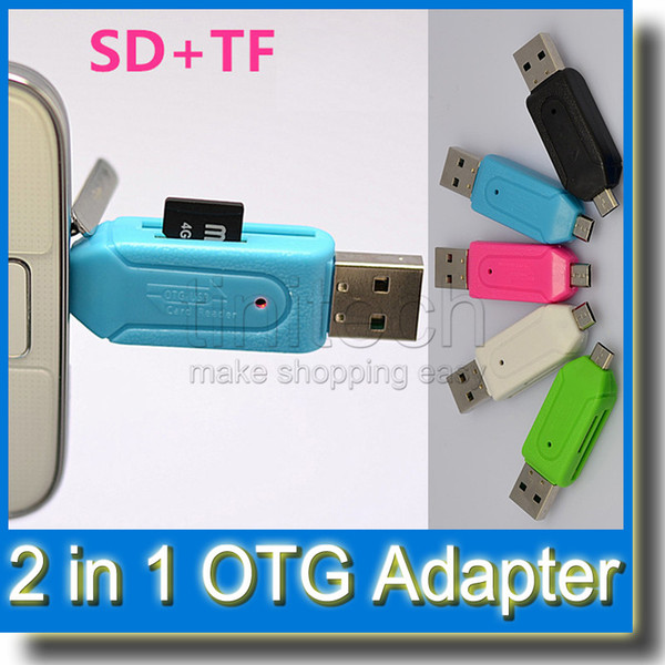 SD+Micro SD USB OTG Card Reader Universal Micro USB OTG TF/SD Card Reader Micro USB OTG Adapter for Samsung S4 S5 S6 Android Cell Phone