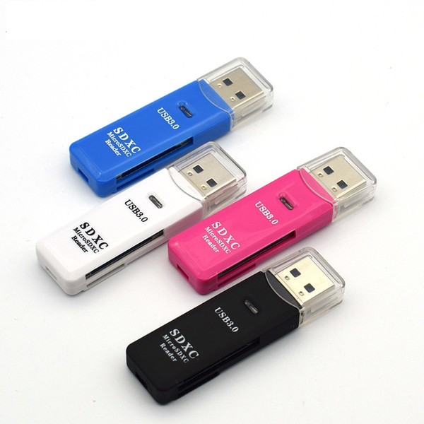 4 color 2 In 1 USB 3.0 SD & Micro SDXC SDHC Memory Card Reader TF Trans-flash Card Adapter Converter Tool 150pcs/lot