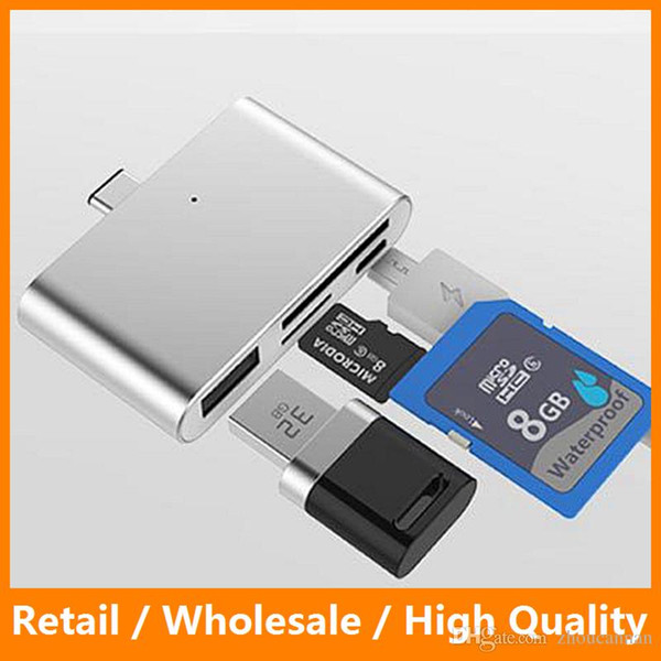 USB 3.1 Type C Card Reader High Speed Type C HUB SD Card Reader Adatper for Type C Andriod TF Memory Card