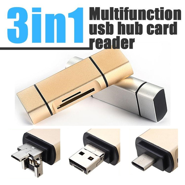 Memory Card Reader SD/Micro SD Card Reader OTG Type C Card Reader USB OTG to USB 2.0 Adapter USB Type C Male Connector for PC Tablets