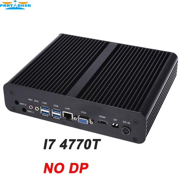 2017 mini industrial pc fanless mini pc computer i7 with Intel Quad Core i7 4770T 2.5Ghz CPU HDMI VGA dual display