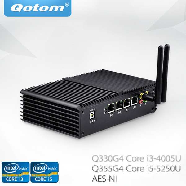 Qotom Mini PC Q330G4 Q355G5 4 Gigabit LAN ports Core i3-4005U Core i5-5250 AES-NI using pfsense as Router Firewall Linux