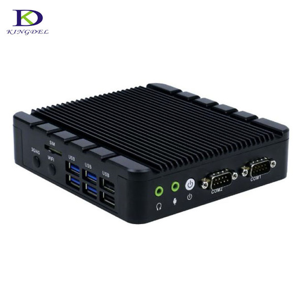 New Industrial Mini PC Intel Celeron J3455 Quad Core Fanless Mini PC with 2*HDMI 1*VGA 2*COM 2*LAN 4*USB3.0 Metal Case Nettop