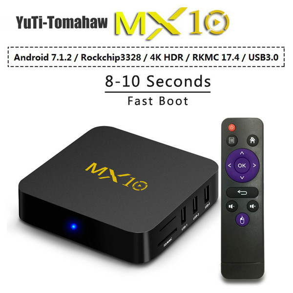 BM MX10 Smart TV Box Android 8.1 RK3328 Quad Core 64bit DDR3 4GB 32GB 4K HD Wifi 100M LAN USB3.0 Set-top Box media player