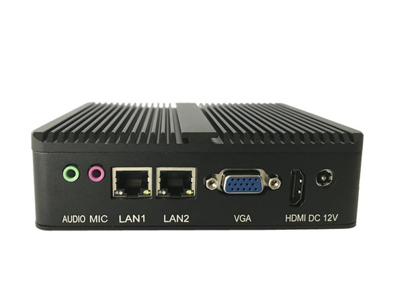 Fanless Mini PC Intel N2805/J1800 J1900 Quad Core Pfsense Barebone Computer Mini Server 2*Gigabit LAN(RJ-45) RAM SSD