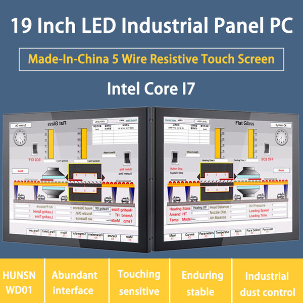 19 Inch LED Industrial Panel PC,5 Wire Resistive Touch Screen,Intel Core I7,Windows 7/10/Linux Ubuntu,[HUNSN WD01]