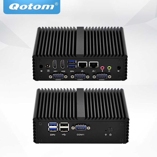 QOTOM Mini PC Core i3 i5 Processor Dual LAN 4 COM Ports Fanless Mini Industrial PC X86