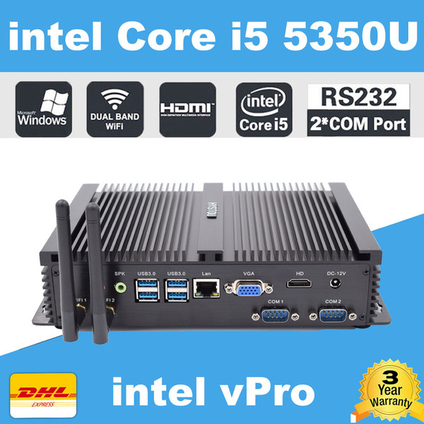 HYSTOU i5 Mini PC Windows 7 intel Core i5 5350U intel vPro supported HDMI+VGA dual Display port Fanless mini pc industrial Linux