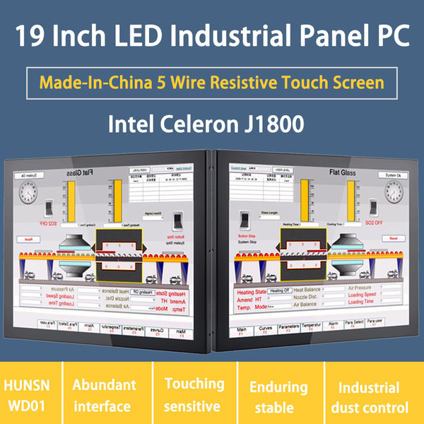 19 Inch LED Industrial Panel PC,5 Wire Resistive Touch Screen,Intel Celeron J1800,Windows 7/10/Linux Ubuntu,[HUNSN WD01]