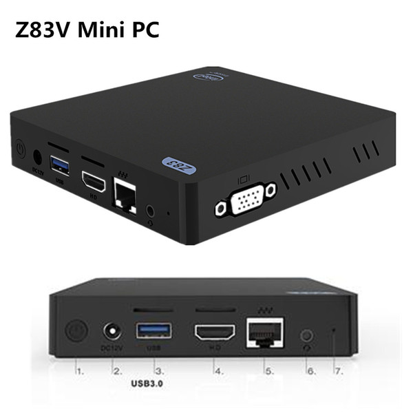 Z83V Mini PC Intel Atom X5-Z8350 CPU Linux 2G 32G TV Box Win10 OS 64bit Bluetooth 4.0 2.4G/5.8G WiFi 5.1 Media Player