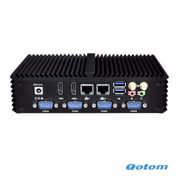 OEM 6 COM Industrial PC Fanless Mini PC Qotom-Q310P with Celeron Processor 3215U ( 1.70 GHz, Broadwell) ,RS485 VGA Option