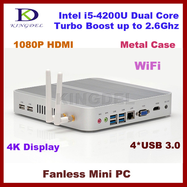 Kingdel Thin Client, Mini Computer, HTPC, Intel i5-4200U Dual Core, 8GB RAM, 120GB SSD, 4*USB 3.0, WiFi, 3280*2000, HDMI, 4K supported